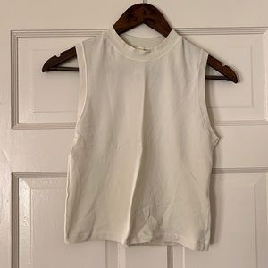 Skims Cotton Jersey Mock Neck Tank in Bone